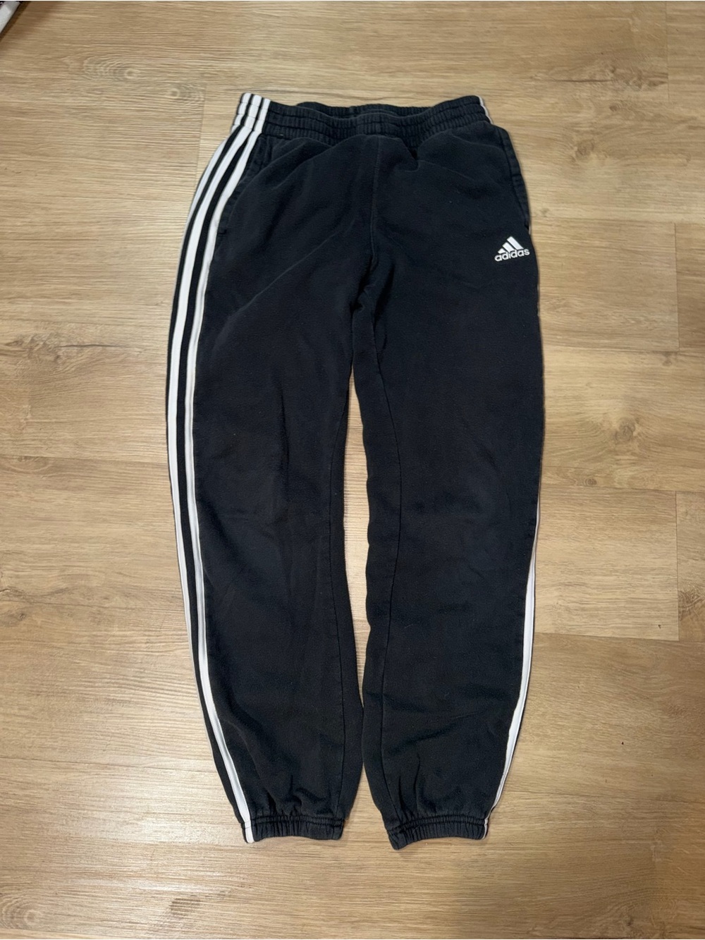 adidas Black Joggers with White Side Stripes - Kids
